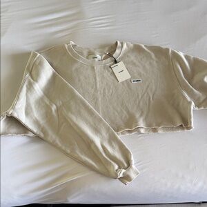 Joah Brown Cropped Crewneck Sweater in Light Cream